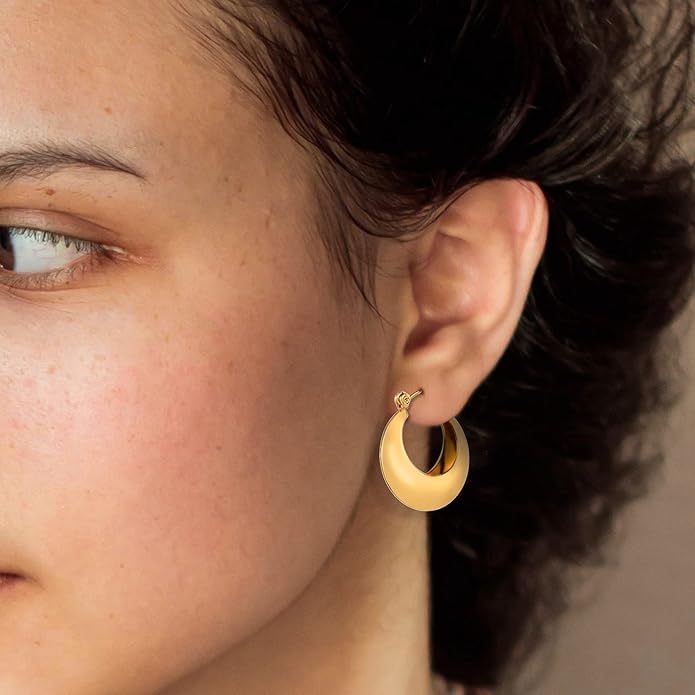 14K Gold Plated Hoop Earrings for Women, Hypoallergenic Chunky Gold Plating Hoop Earrings Multipack, Lightweight Twisted Huggie Hoops Earring Set Jewelry for Gifts