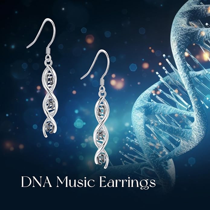 DNA Music/DNA/Piano/Moth/Sunflower/Trumpet Earring 925 Sterling Silver Astronaut/Raccoon/Moth/Sunflower Jewelry for Women