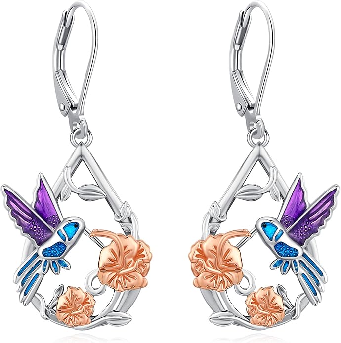 Eusense Sterling Silver Dangle Earrings for Women Tree of Life Animals Moonstone Turquoise Leverback Earrings Jewelry Gifts