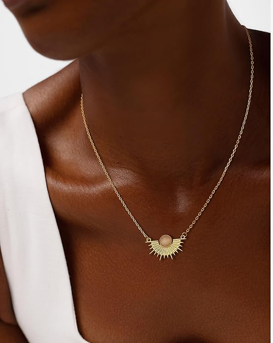 CHESKY Layered Necklaces for Women Trendy, Dainty 14k Gold Plated Pendant Necklace Layering Necklace for Women Non Tarnish Hypoallergenic Sun Gold Necklace Stack Gold Jewelry for Women Gifts