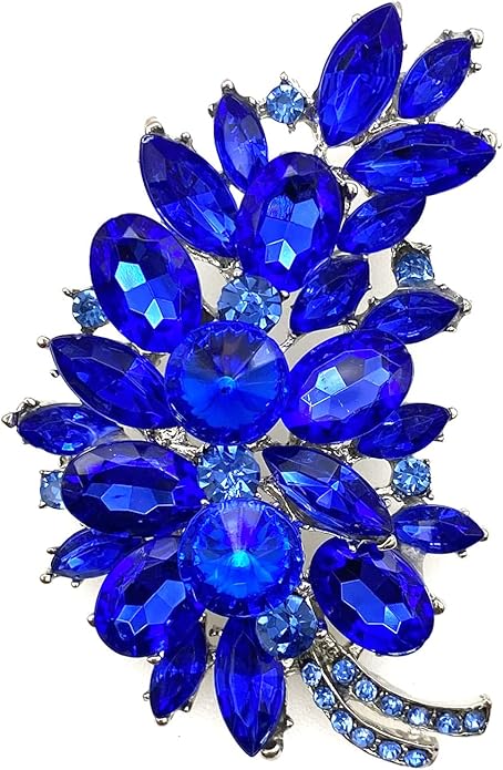LAXPICOL Vintage Green Austrian Crystal Flower Leaf Bouquet Clusters Large Big Brooch Pin for Women Gold Tone