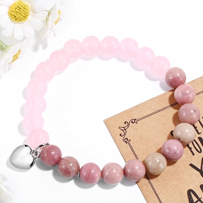 VIBILIA Cross Beaded Bracelets for Women, Inspirational Natural Heart Religious Bracelets for Women, Birthday Christian Gifts for Women on Thanksgiving Christmas Gifts