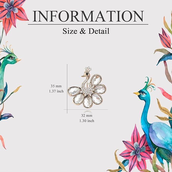 18K Gold Brooch Rhinestone Animal Brooch Pin Elegant Lapel Pin Wedding Jewelry Christmas Gift Dress Accessories for Women