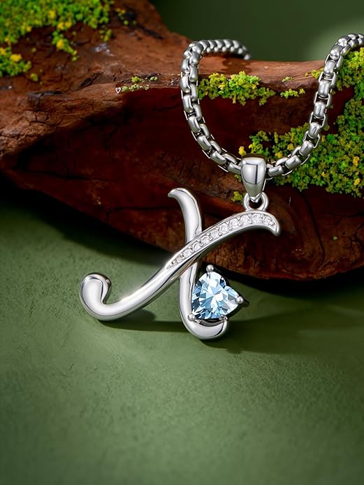 Christmas Gifts for Women Alphabet A to Z Initial Birthstone Pendant Necklaces for Women - 18k White Gold Plated Personalized Name Jewelry Valentine Mothers Day Birthday Gifts for Women Her Girlfriend