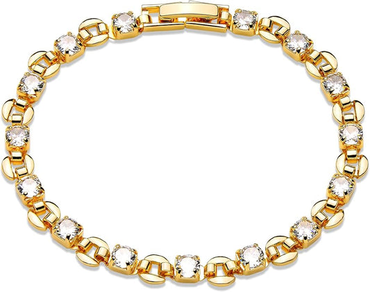 LOYATA Chain Bracelet Gold Link 14K Gold Plated Dainty Pearl Bracelet Simple Jewelry Gift for Women