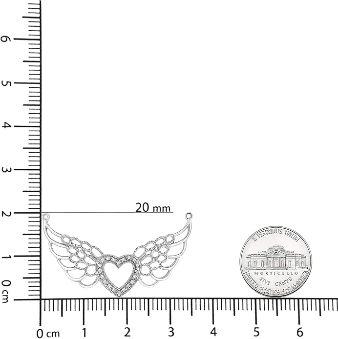 Haus of Brilliance .925 Sterling Silver Pave-Set Diamond Accent Fairy Wing 18" Heart Pendant Necklace (I-J Color, I1-I2 Clarity)