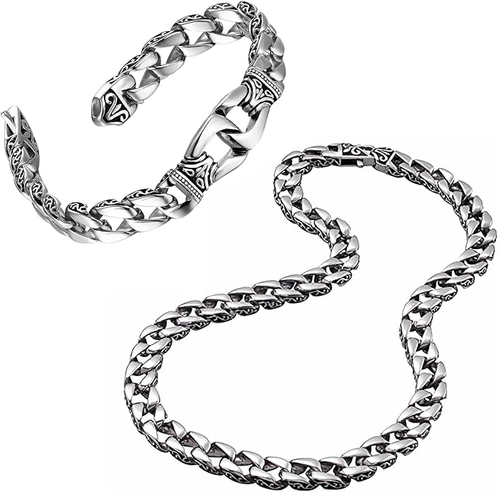 Men’s Link Bracelet Collection – Stainless Steel, Black & Silver Variations, Bracelet & Necklace Sets, 8.3–9" Length, Gift Ready