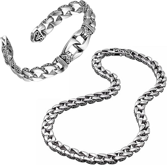 Men’s Link Bracelet Collection – Stainless Steel, Black & Silver Variations, Bracelet & Necklace Sets, 8.3–9" Length, Gift Ready