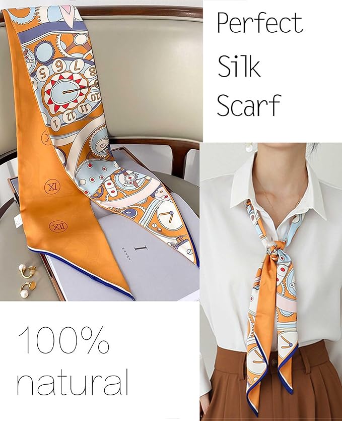 kcctoo 59" Mulberry Silk Like Head Scarf Women's Fashion Square Neck Satin Scarfs for Bag Hair Scarves Gift 59 * 5.9”