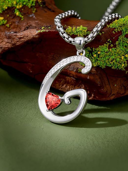 Christmas Gifts for Women Alphabet A to Z Initial Birthstone Pendant Necklaces for Women - 18k White Gold Plated Personalized Name Jewelry Valentine Mothers Day Birthday Gifts for Women Her Girlfriend