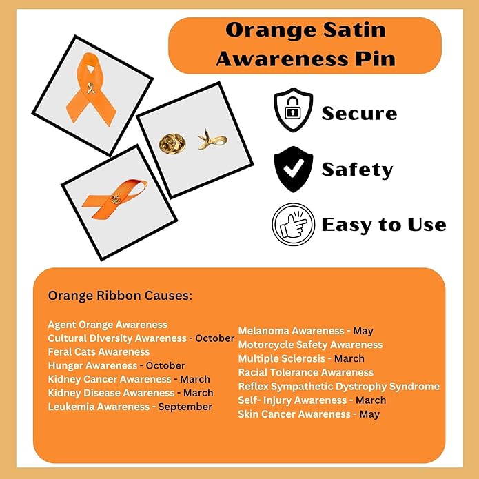 1/2/5/10/25/50/100pcs Satin Awareness Ribbon Pins (Pick your color), for Cancer & Disease Awareness, Bulk Quantities for Fundraising, Events, Gift Giving