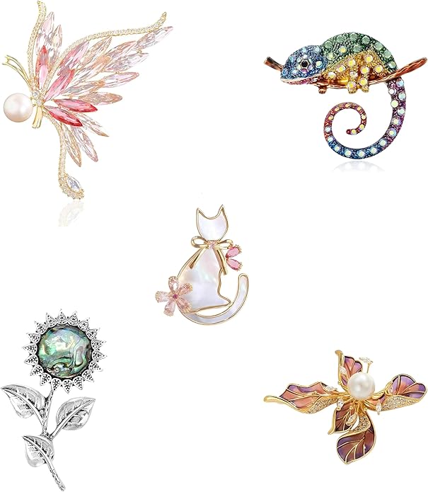 Brooch Set Gift Box for Women Rhinestone Zircon Animal Pin Christmas Birthday Holiday Gift for Wife Girlfriend Mother