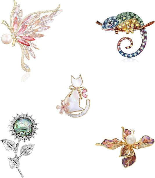 Brooch Set Gift Box for Women Rhinestone Zircon Animal Pin Christmas Birthday Holiday Gift for Wife Girlfriend Mother