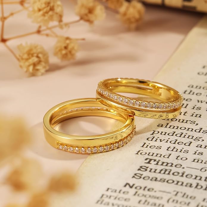 Episkeyk Gold Rings for Women Non Tarnish Stackable Rings 14k Gold Plated Pinky Ring for Women Cubic Zirconia Gift
