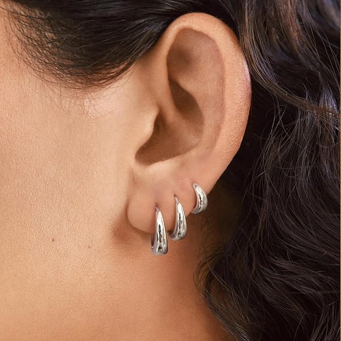 Hoop Earrings for Women 14K Gold Plated/Silver Hoops Simple Knot Huggie Small Hoop Earrings Set Trendy Hoops Everyday Wear Earrings for Women Jewelry