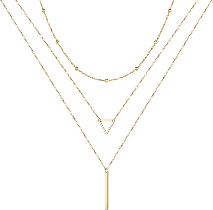 Turandoss Gold Layered Necklaces for Women - 14K Gold Plated Handmade Multilayer Bar Pearls Coin Disc Moon Butterfly Medallion Adjustable Dainty Layered Choker Necklaces for Women Jewelry