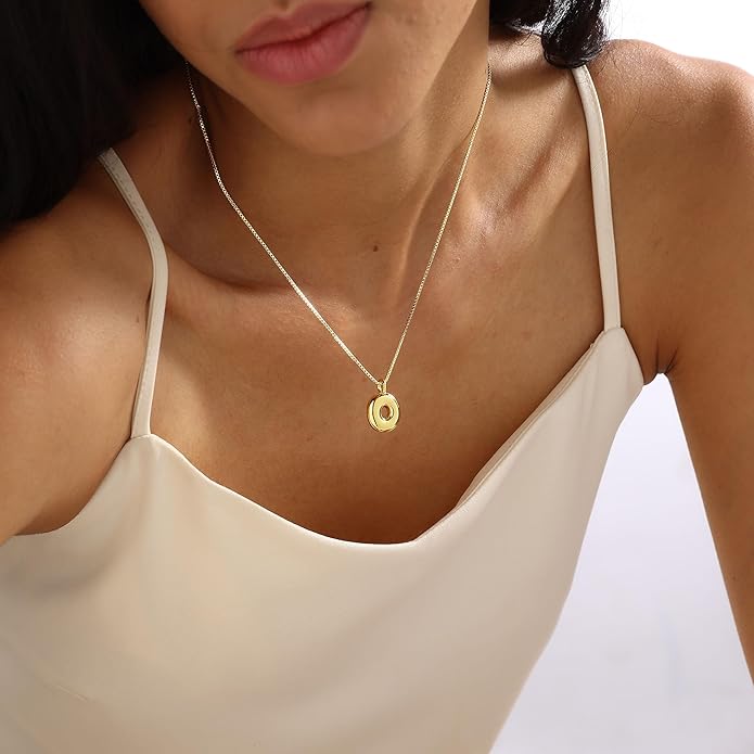 Bubble Gold Silver Letter Necklace Initial Necklaces for Women Trendy 14K Dainty Charm Pendant Name Necklace Personalized Jewelry Gift for Women Teen