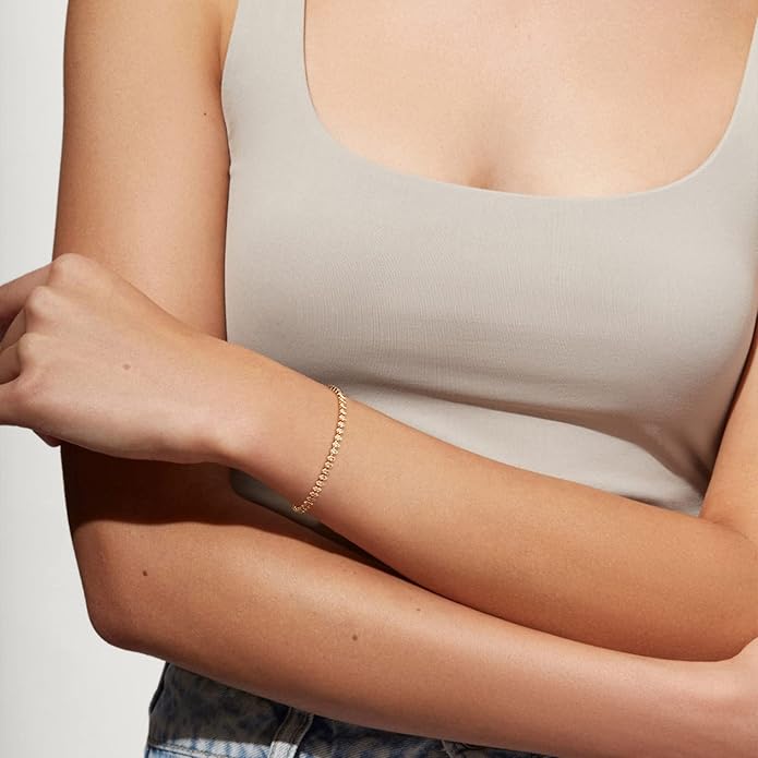 MTMY Gold Chain Bracelet for Women 14K Gold Plated Dainty Bracelets with Adjustable Chain Cute Bracelet Gold Trendy Jewelry