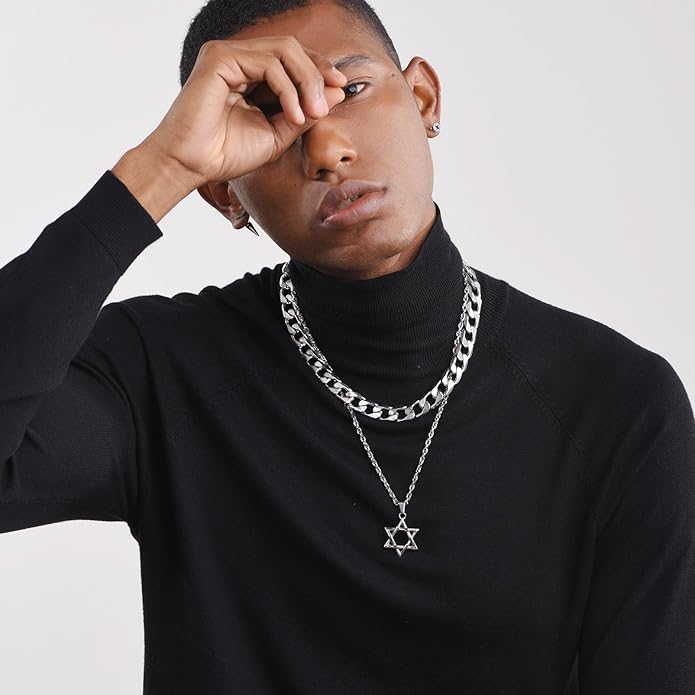 PROSTEEL 316L Stainless Steel Cuban Link Chain Necklaces for Men, Black/18K Gold Plated, Hypoallergenic Jewelry, 4mm-13mm, 14"-30", Come with Box