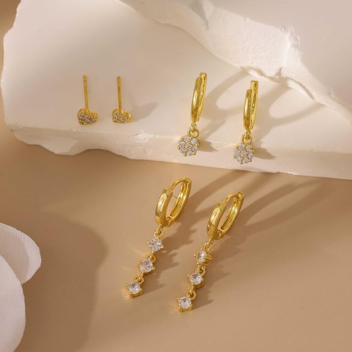 14K Gold Plated Butterfly Dangle Earrings for Women - Dainty, Trendy, Hypoallergenic CZ Drop Earrings - Simple Long Dangling Jewelry