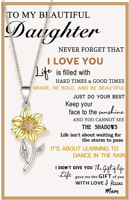 Tarsus Sunflower Necklace, You are My Sunshine, Sunflower Gifts Ideas for Women, Inspirational Gifts for Women Teen Girls Birthday Christmas Valentines Day