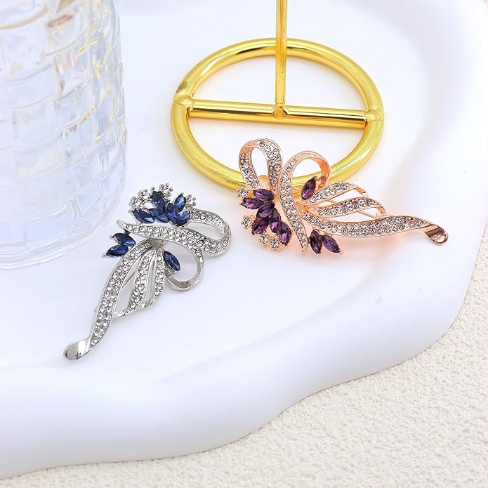 Rhinestone Brooches for Women,Vintage Silver Large Brooch Pins Blue Crystal Dress Brooch Pin Decorative Pins,Fashion Prom Jewelry Accessories
