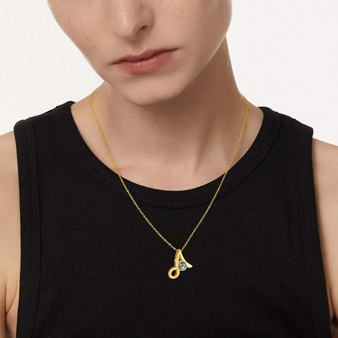 Custom4U Personalized Initial Picture Necklace for Women, Projection Necklace with Picture Inside, Gold/Silver Letter Pendant Necklace, Custom Photo Gifts for Mom Wife Birthday Valentines