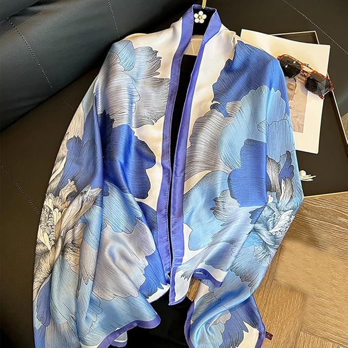 Clysoru Silk Scarf For Women Hair Scarves Lightweight Satin Elegant Shawl Wraps Bufanda Mujer Fashion Accessories 70.8"X35.4"