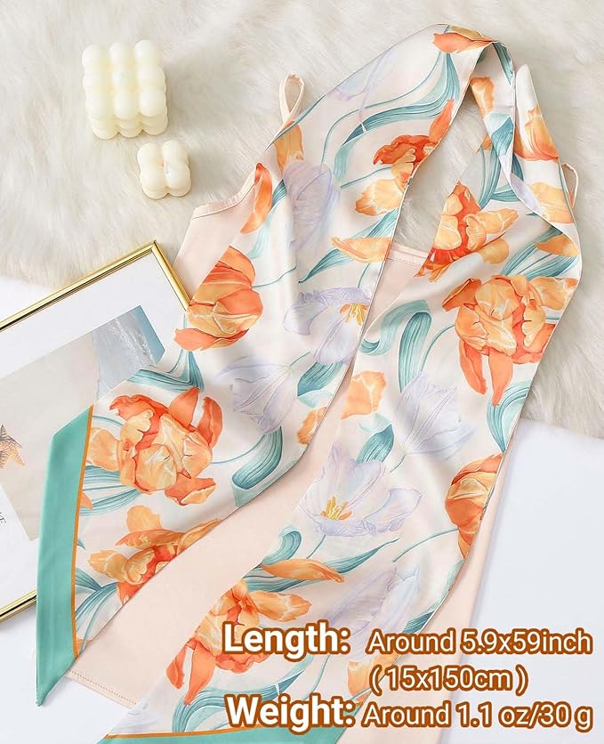 Dailyacc Hair Scarf for Women Fashion Silky Satin Headscarf Wrap Breathable Lightweight Neck Scarves For Handbag