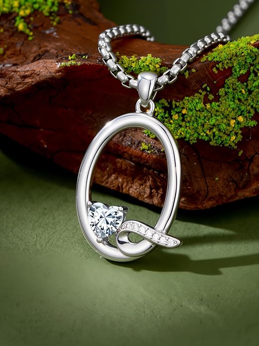 Christmas Gifts for Women Alphabet A to Z Initial Birthstone Pendant Necklaces for Women - 18k White Gold Plated Personalized Name Jewelry Valentine Mothers Day Birthday Gifts for Women Her Girlfriend