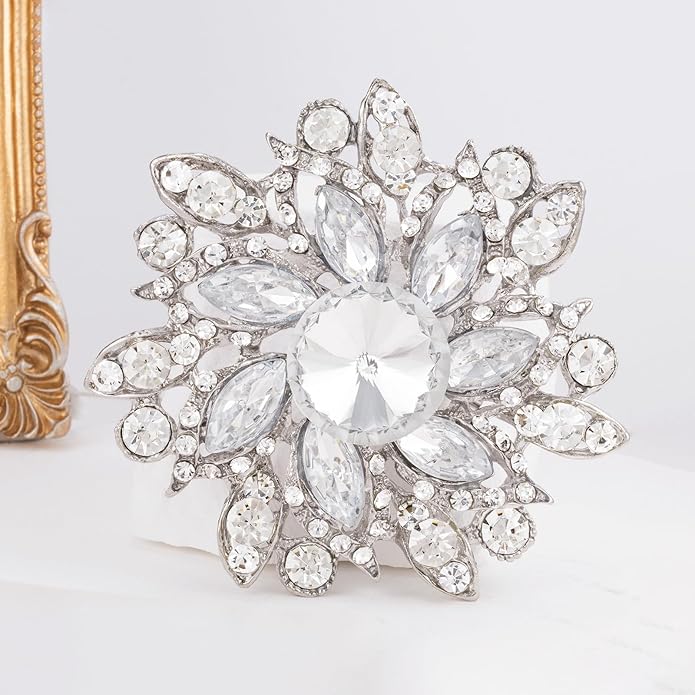 LAXPICOL Vintage Women's Austrian Crystal Elegant Flower Brooch Wedding Broach Pin