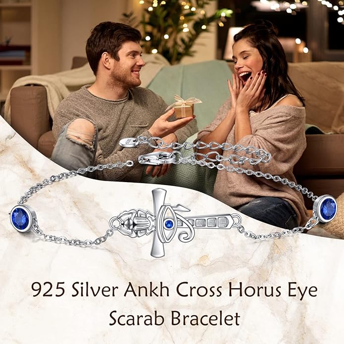 YFN Cross Bracelet Sterling Silver Religious Cross Bracelet Jewelry Gift for Women Men
