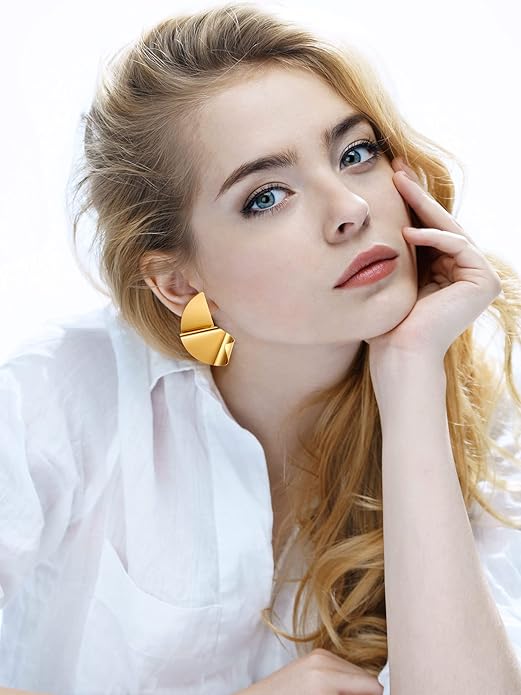 Glenmal 6 Pair Gold Statement Earrings for Women Large Gold Geometric Earrings Woven Twisted Leaf Earring Jewelry Gift