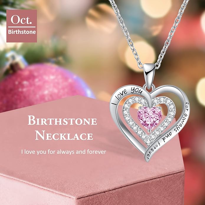 REDBEE Necklaces for Women Birthstone Heart Necklace Jewelry for Wife Girlfriend Woman Necklace