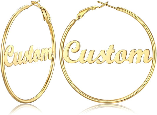 FOCALOOK 14K Gold Plated Lightweight Large Hoops| 2mm Thin Hoop Earrings for Women 30/40/50/70/100mm