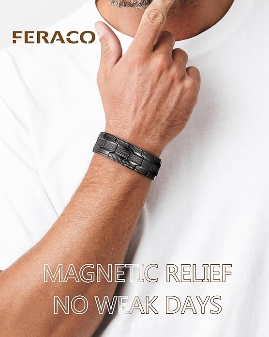 Feraco Copper Bracelet for Men 3X Strength,Magnetic Therapy Bracelet Copper Jewelry with Powerful 3800 Gauss Magnets,Premium Fold-Over Clasp