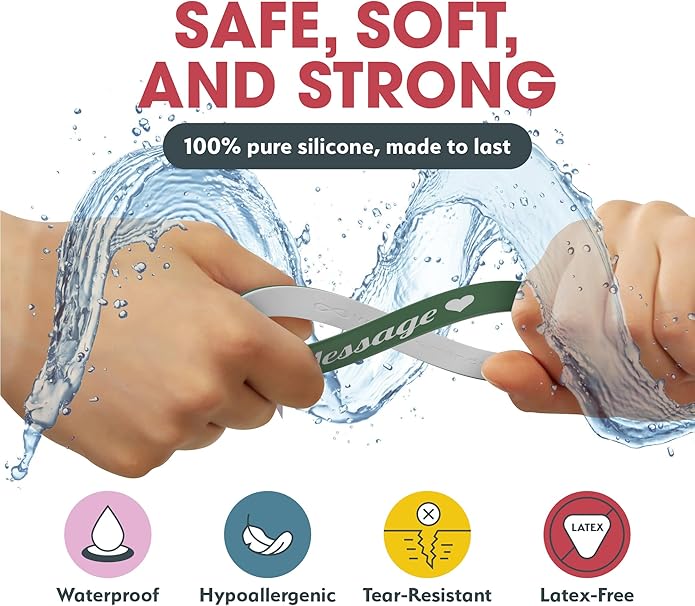 Reminderband Custom 100% Silicone Luxe Wristbands – Personalized Motivational Bracelets, Bulk Rubber Bands for Events, Fundraisers, Awareness, Gifts - Hypoallergenic Bands
