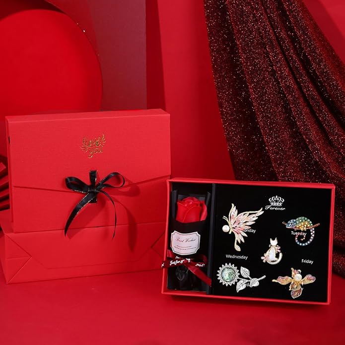 Brooch Set Gift Box for Women Rhinestone Zircon Animal Pin Christmas Birthday Holiday Gift for Wife Girlfriend Mother