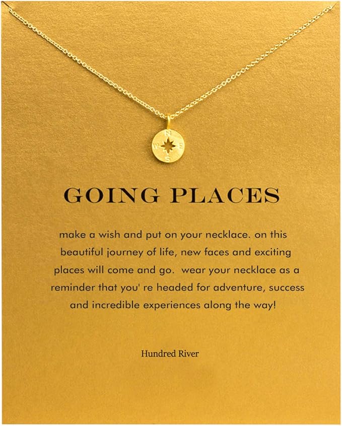 Hundred River Friendship Anchor Compass Necklace Good Luck Elephant Pendant Chain Necklace with Message Card