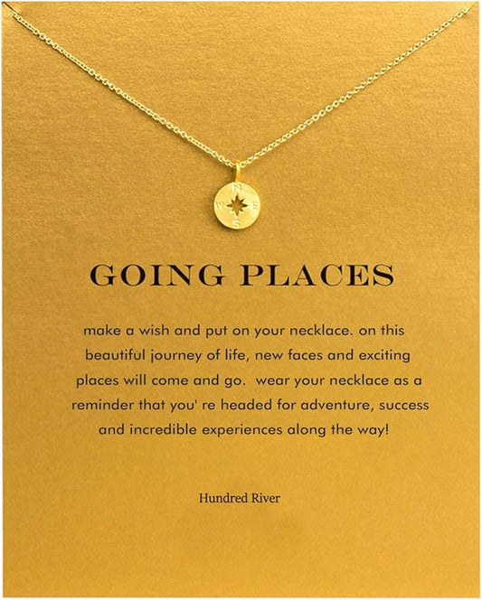 Hundred River Friendship Anchor Compass Necklace Good Luck Elephant Pendant Chain Necklace with Message Card
