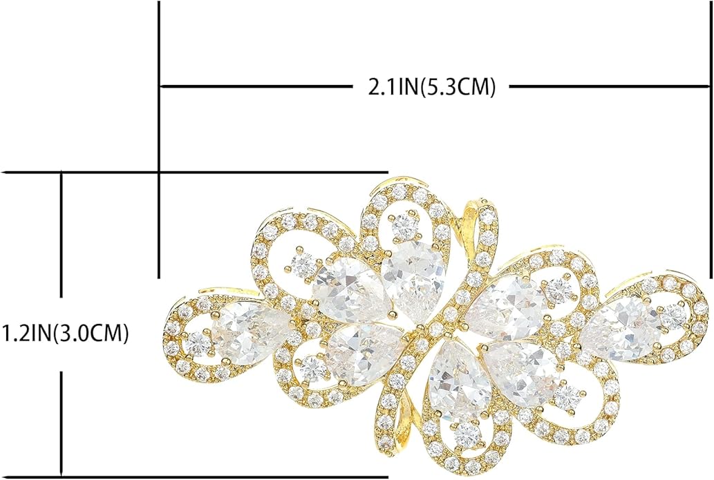 YOQUCOL Cubic Zirconia Crystal Rhinestone Wedding Brooch Pin for Women Brides Jewelry