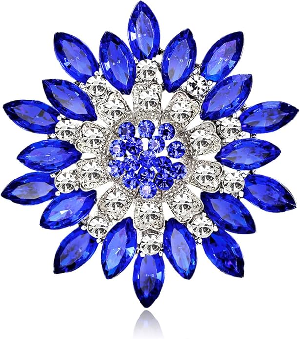 Rhinestone Flower Brooch for Women Sparkling Crystal Sunflower Brooch Pin Trendy Large Big Flower Brooch Elegant Clothing Hat Bag Accessories Christmas Birthday Party Wedding Costume Jewelry