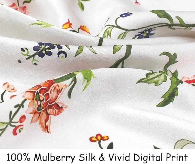 ANDANTINO 100% Mulberry Silk Square Scarf for Hair-25.6" X25.6'' Women Men Natural Silk Neckerchief Digital Printed Headscarf