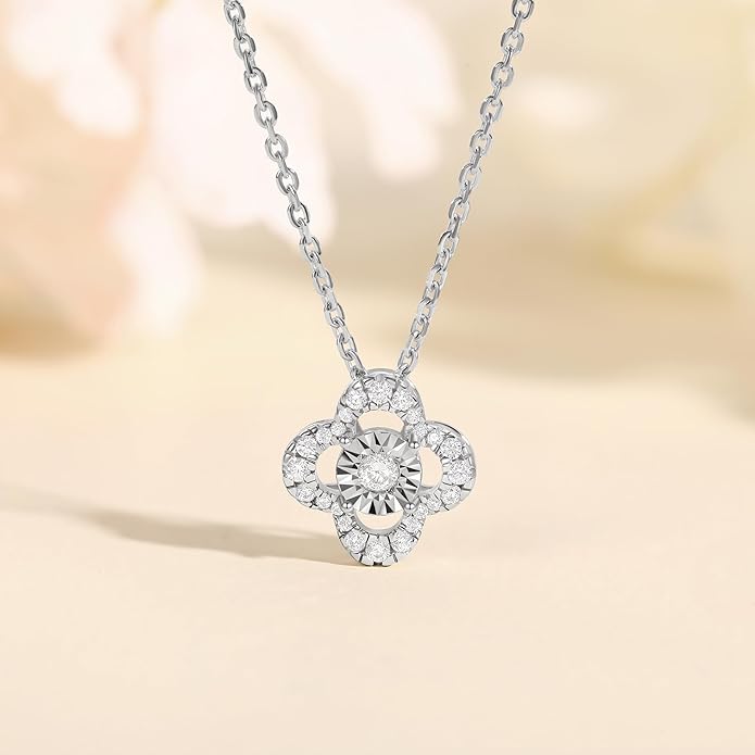 Sterling Silver Lab Grown Diamond Halo Pendant Necklace, Chain Included,ideal gift for anniversaries, birthdays, or any milestone celebration