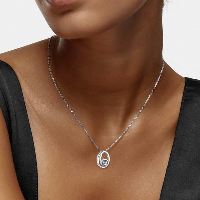 Custom4U Personalized Initial Picture Necklace for Women, Projection Necklace with Picture Inside, Gold/Silver Letter Pendant Necklace, Custom Photo Gifts for Mom Wife Birthday Valentines