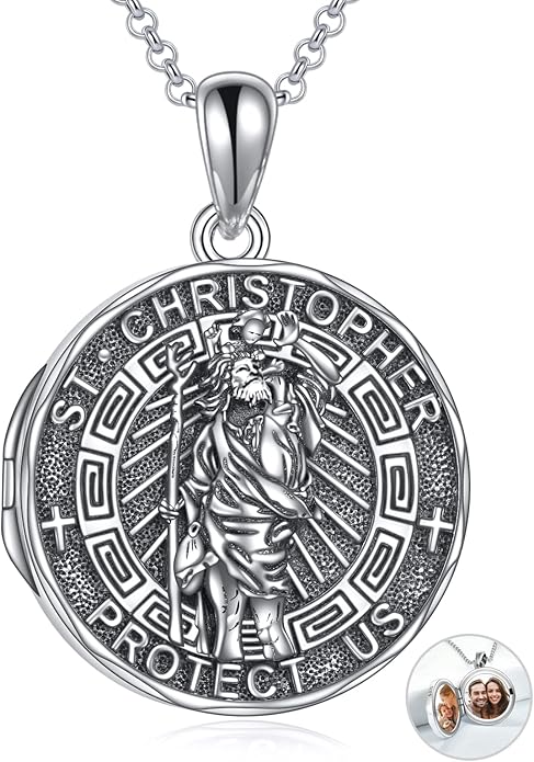YFN Patron Saint Necklace Sterling Silver Amulet Medal Pendant Religious Protector Jewelry Gifts for Women Men