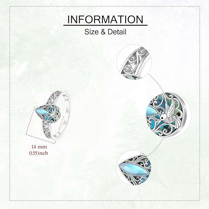 ONEFINITY Dragonfly Filigree Ring Sterling Silver Rings Gifts for Women Jewelry