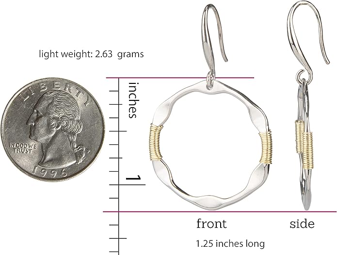 SPUNKYsoul Handmade Classy Gold and Silver Wire Wrapped Earrings for Women