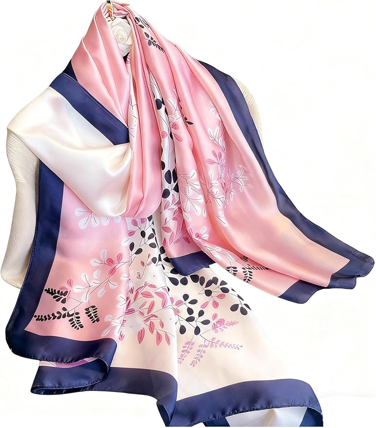 Clysoru Silk Scarf For Women Hair Scarves Lightweight Satin Elegant Shawl Wraps Bufanda Mujer Fashion Accessories 70.8"X35.4"