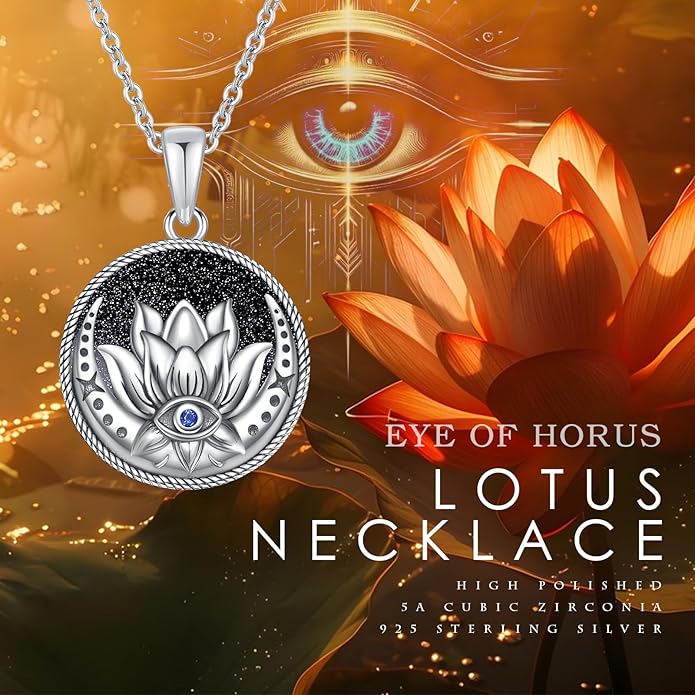 Evil Eye Necklace for Women 925 Sterling Silver, Protection Necklace with Blue Evil Eye Charm, Evil Eye/Lotus Pendant Jewelry, Birthday Christmas Gifts for Her